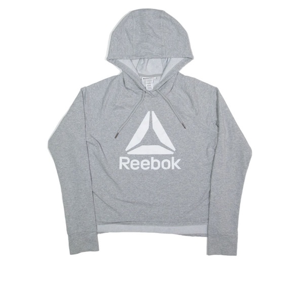 Reebok Tops - Reebok graphic long sleeve cropped hoodie size large.